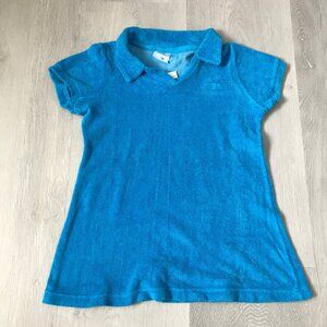 GUESS POLO SHIRT Y2K TERRY BLUE SHORT SLEEVE VTG DEADSTOCK SIZE LARGE